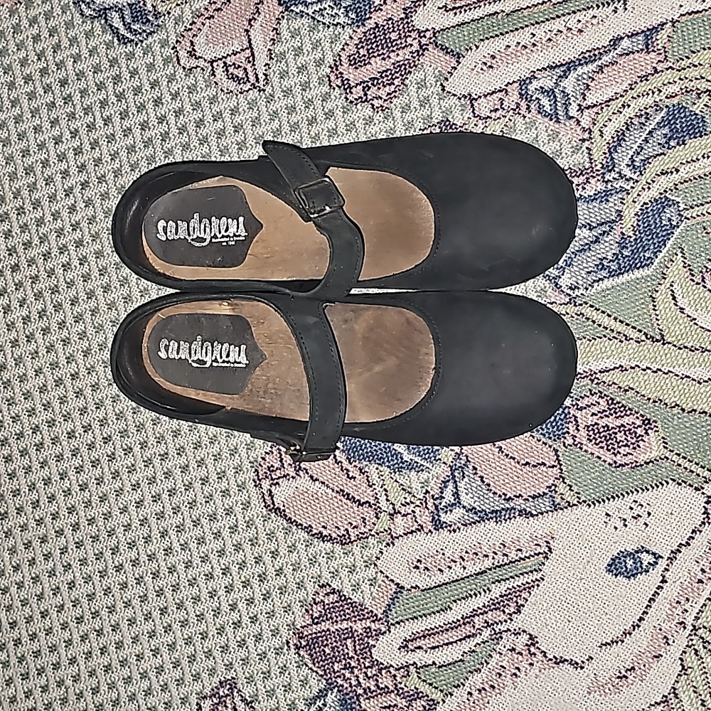 Sandgrens clogs gray suede Mary Jane's Swedish  size 41 (i4)